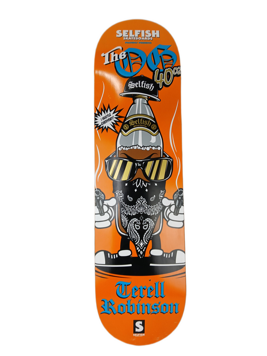 Selfish Terrell Robinson The OG 40oz Orange Multi Size 8.25" Vintage NOS Deck