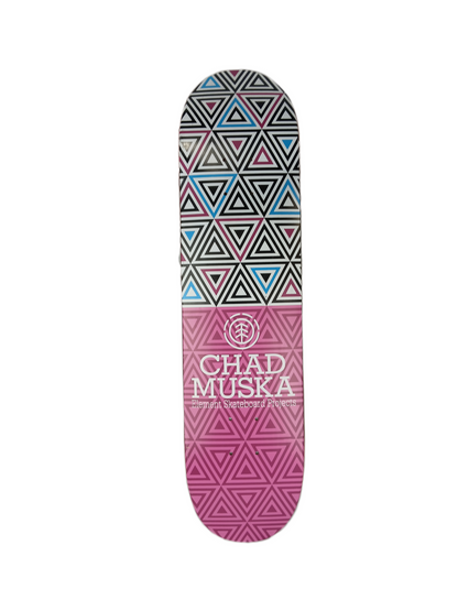 Element Chad Muska Element Skateboard Projects Triangles Pink White Multi Size 7.625" Vintage NOS Deck