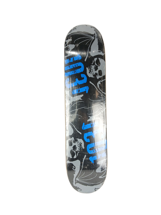 1031 Bat Skulls Team Graphic Blue Black Grey Size 7.4" Vintage NOS Deck