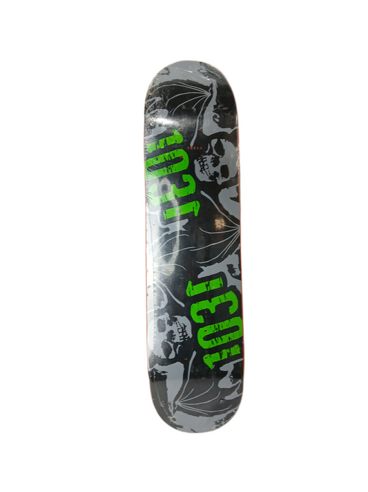 1031 Bat Skulls Team Graphic Black Green Grey Size 7.8" Vintage NOS Deck