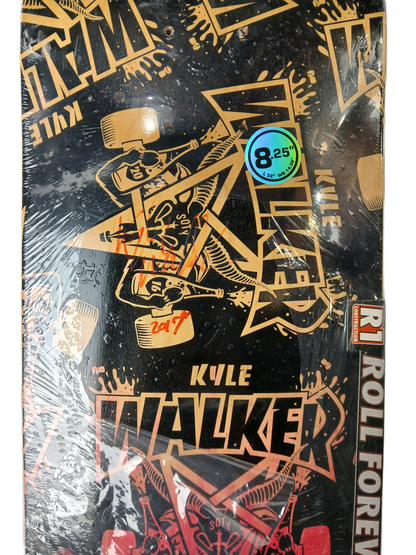 Real X Thrasher Magazine Kyle Walker Signed Skater Of The Year Party Goat Black Multi Size 8.25" Vintage NOS Deck