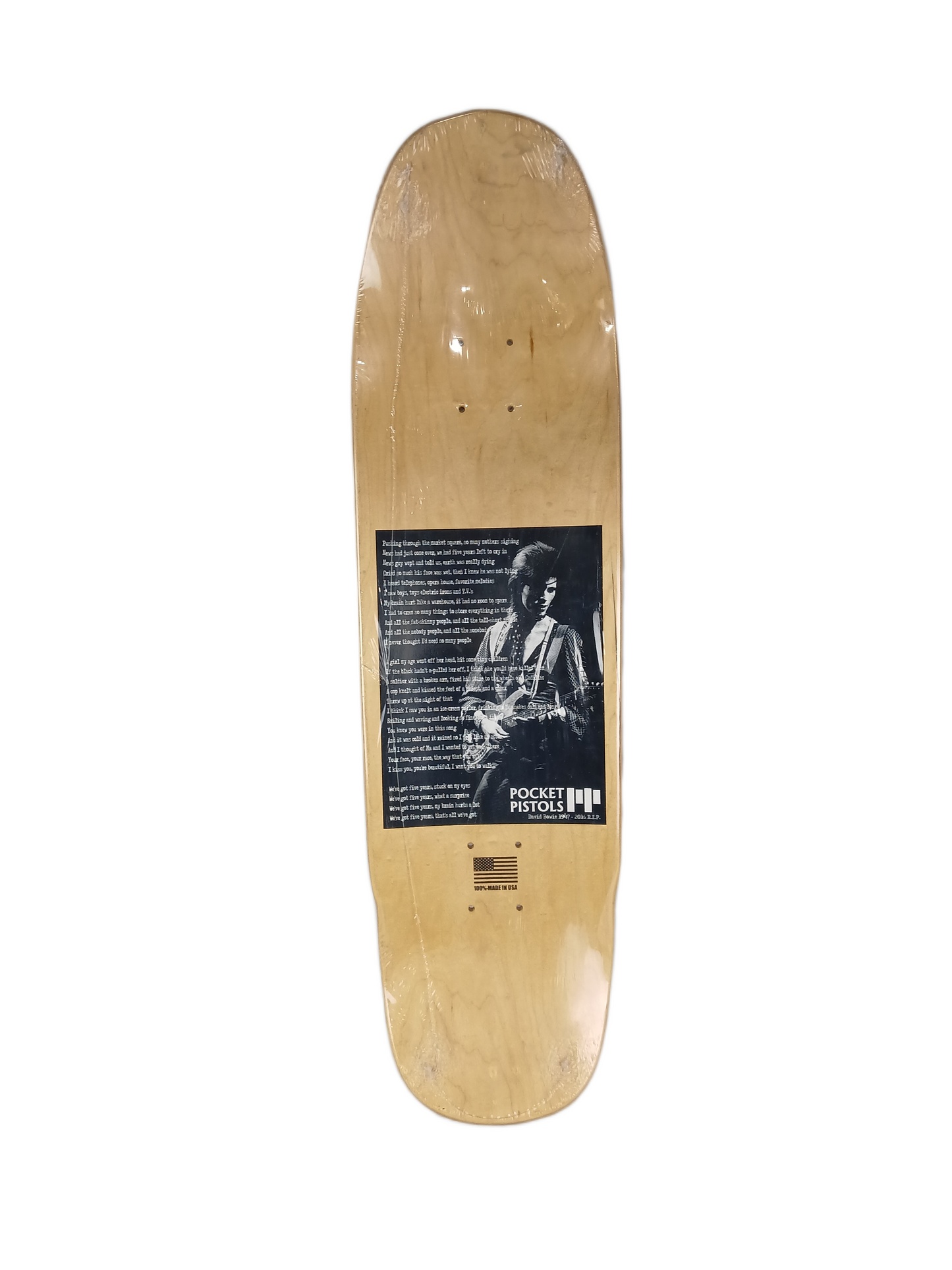 Pocket Pistols Pedro Barros Dedicated To David Bowie Graphic Natural Multi Size 8.9" Vintage NOS Shaped Deck