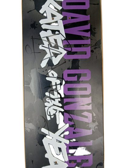 Flip David Gonzales Autographed Skater Of The Year Black White Purple P2 Size 8.06" Vintage NOS Deck