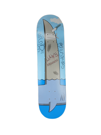 Birdhouse Aaron Jaws Homoki Autographed Sharkfin Knife Graphic Blue Grey Multi Size 8.375" Vintage NOS Deck