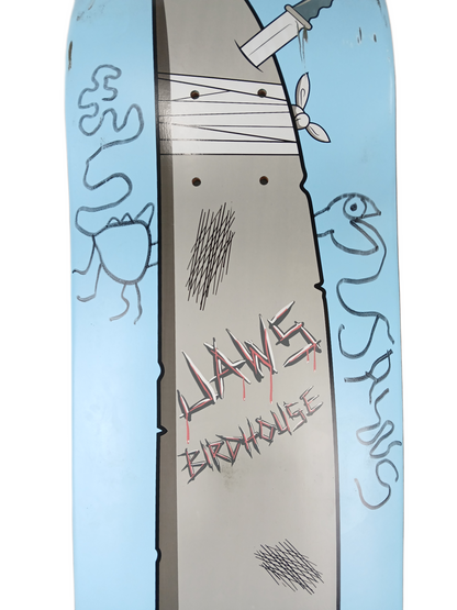 Birdhouse Aaron Jaws Homoki Autographed Sharkfin Knife Graphic Blue Grey Multi Size 8.375" Vintage NOS Deck