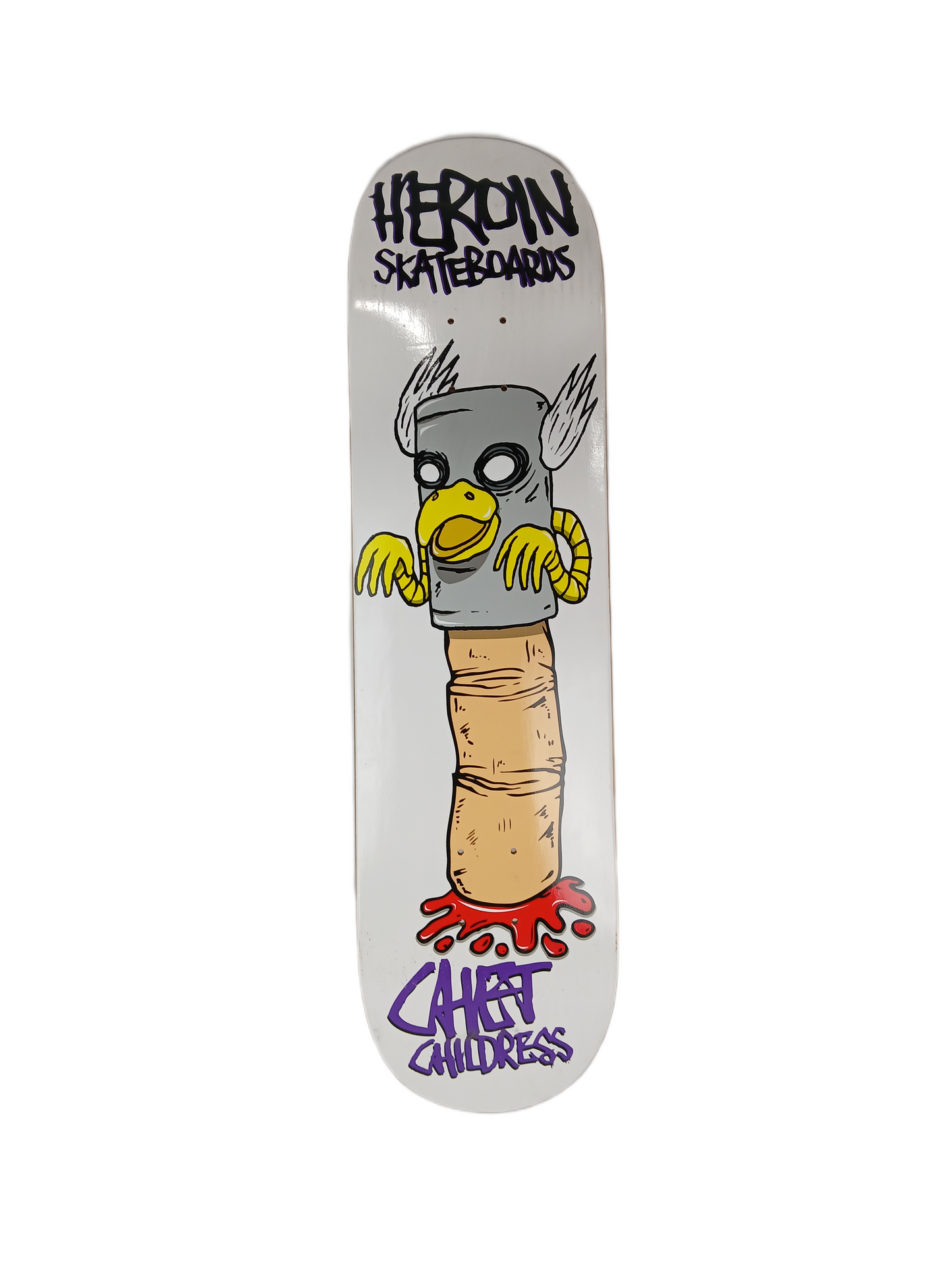 Heroin Chet Childress Autographed Finger Bird Puppet White Multi Size 8.25" Vintage NOS Deck