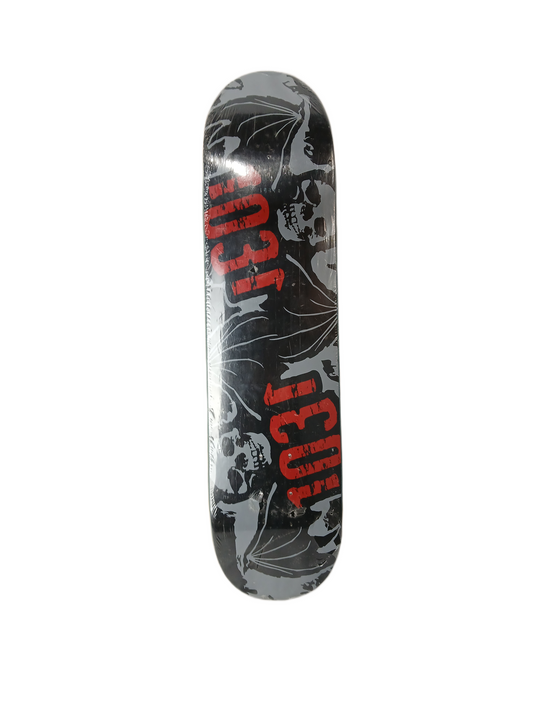 1031 Bat Skeletons Team Graphic Black Grey Red Size 7.625" Vintage NOS Deck