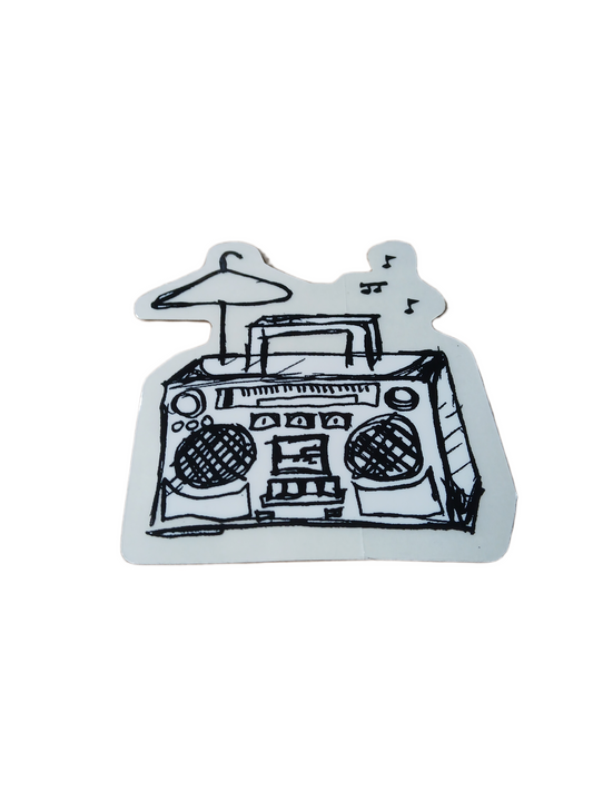 Shorty's Skateboards Chad Muska Muska Beatz Boombox 2003 Clear Black White 2.75" x 3" Vintage NOS Sticker