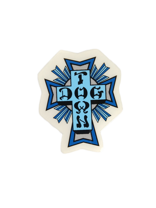 Dogtown Skates Cross Clear Blue Size 1.9" x 2.1" Sticker