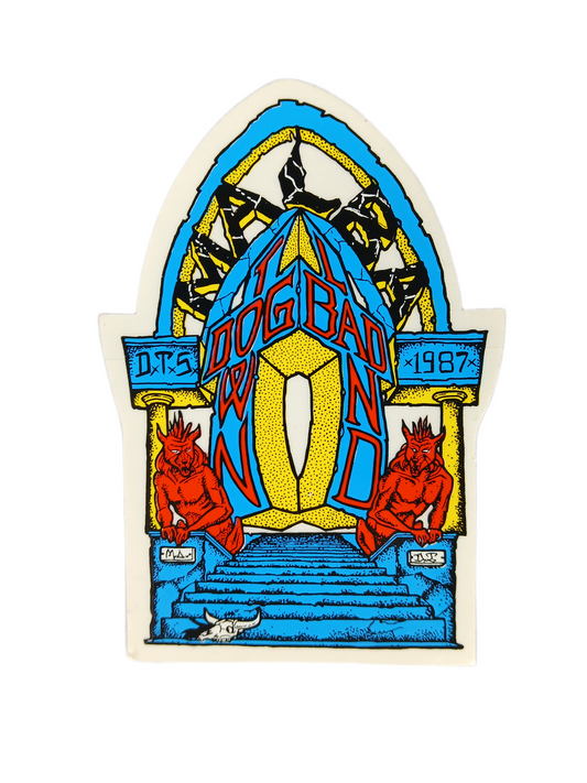 Dogtown Mickey Alba Malba Badlands Demons Clear Blue Red Yellow Size 4.5" X 3.25" Vintage NOS Sticker