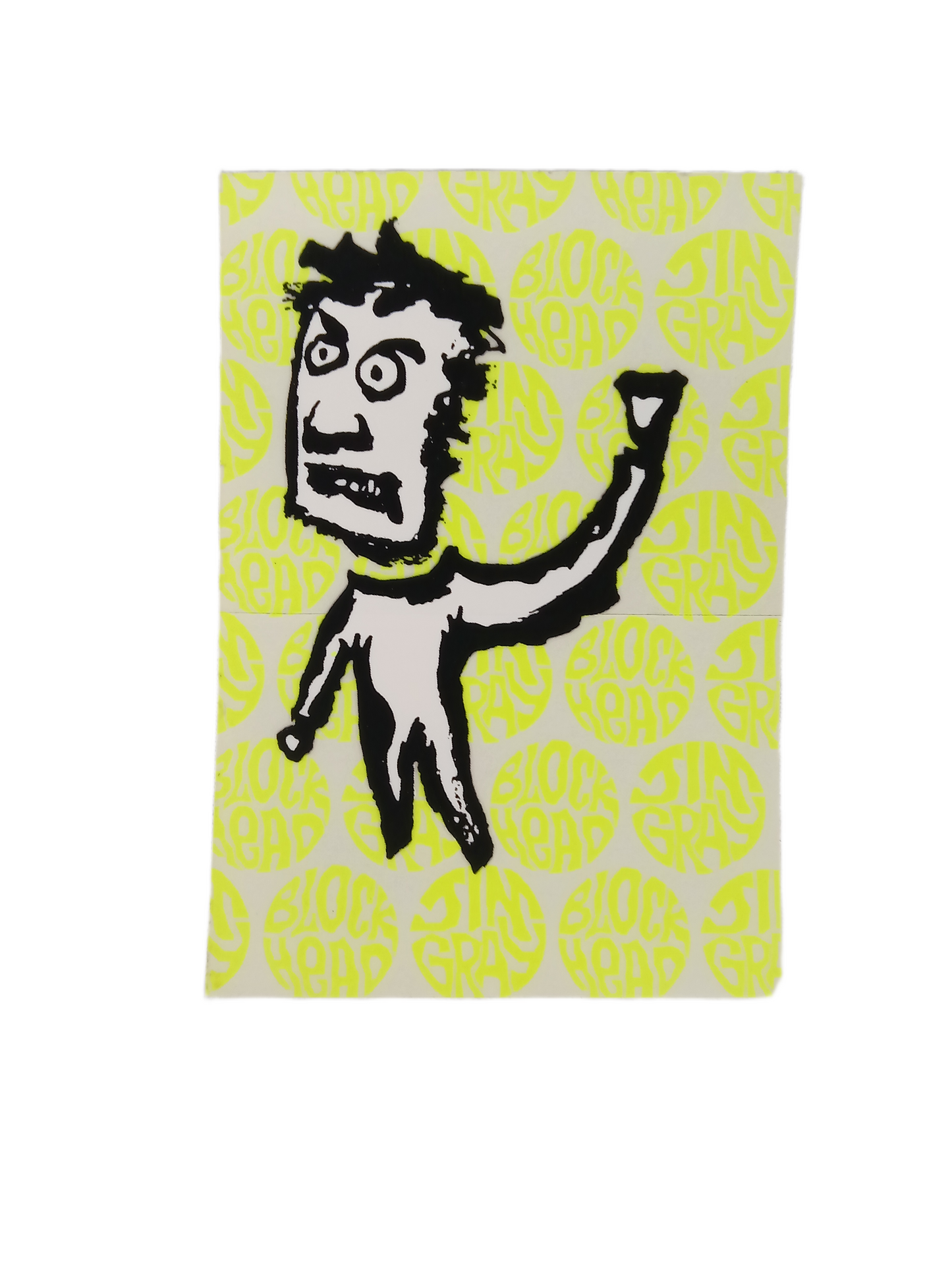Blockhead Skateboards Jim Gray Clear Neon Green Black White Size 4" x 3" Vintage NOS Sticker&nbsp;