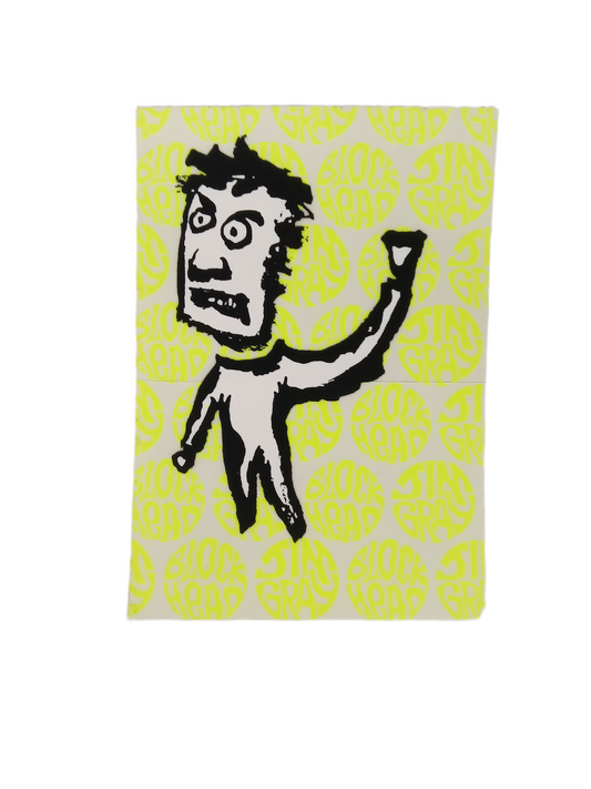 Blockhead Skateboards Jim Gray Clear Neon Green Black White Size 4" x 3" Vintage NOS Sticker&nbsp;