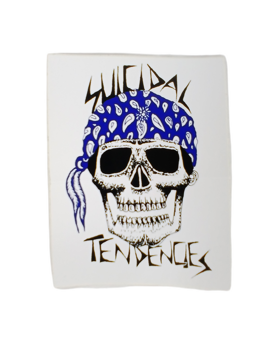 Suicidal Tendencies Bandana Skull White Blue Black 4.25" x 3.25" Sticker