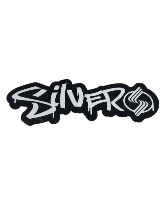Silver Graffiti Drip Black White 6.5" X 1.75" Vintage NOS Sticker