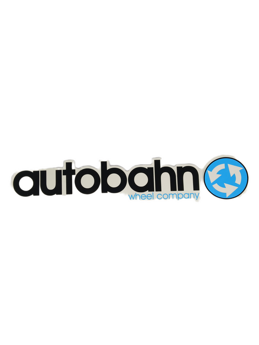 Autobahn Wheel Company Recycle Logo Clear Black Blue White 3.75" X 0.875" Vintage NOS Small Banner Sticker