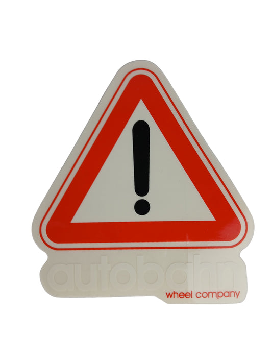 Autobahn Wheel Company Exclamation Point Triangle Clear Red Black 4.75" x 5.25" Vintage NOS Sticker