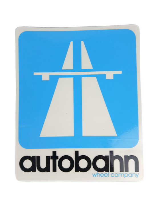 Autobahn Clear Blue Black White Size 7.6" X 6.2" Large Vintage NOS Sticker