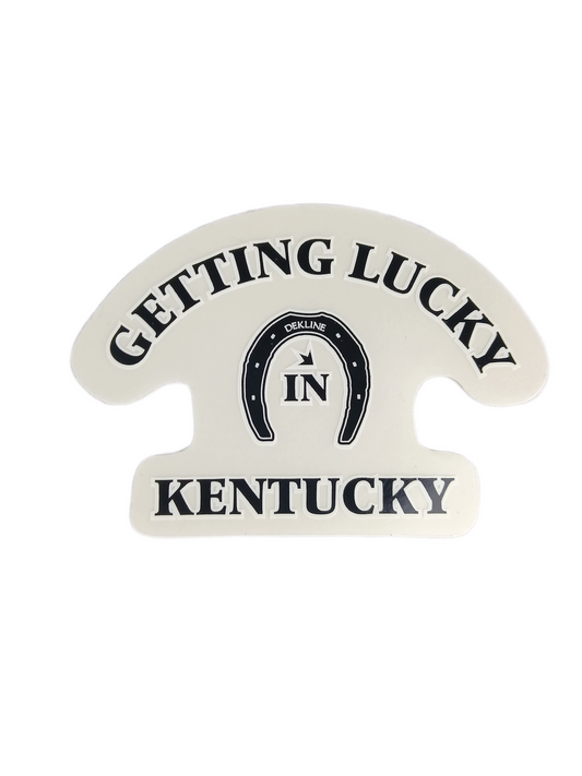 Dekline Getting Lucky In Kentucky Clear White Black 2.25" X 3.375" Vintage NOS Sticker