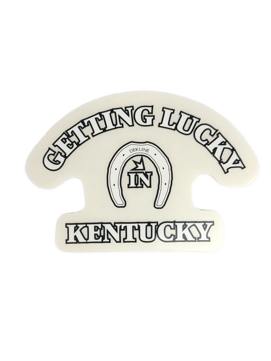 Dekline Getting Lucky In Kentucky Clear Black White 2.25" X 3.375" Vintage NOS Sticker