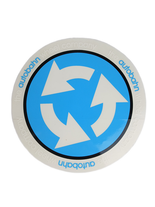 Autobahn The Autobahn Wheel Company Recycle Clear Blue White Black 6.25" X 6.25" Vintage NOS Circle Sticker