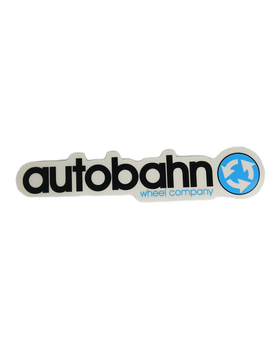 Autobahn Wheel Company Recycle Logo Clear Blue Black White 1.5" X 7.25" Vintage NOS Banner Sticker
