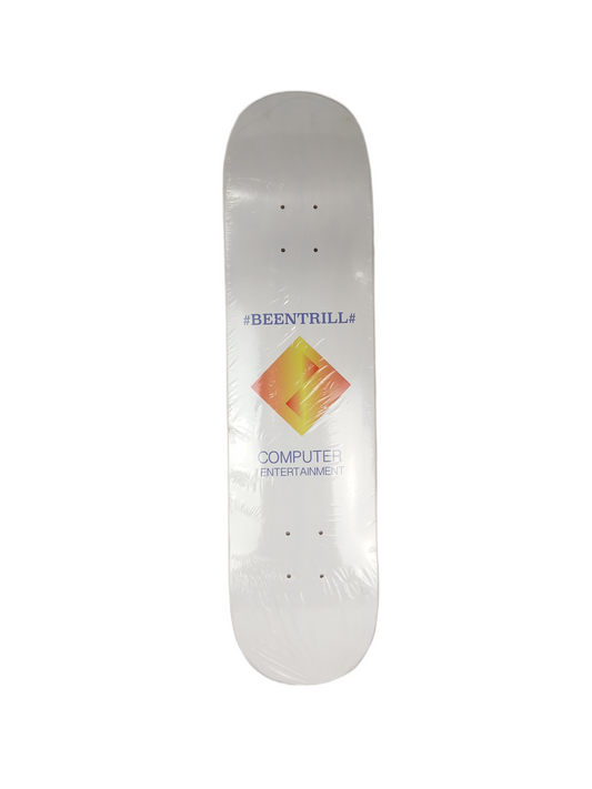 BeenTrill Computer Entertainment Playstation Logo Graphic White Blue Orange Size 7.5" Vintage NOS Deck
