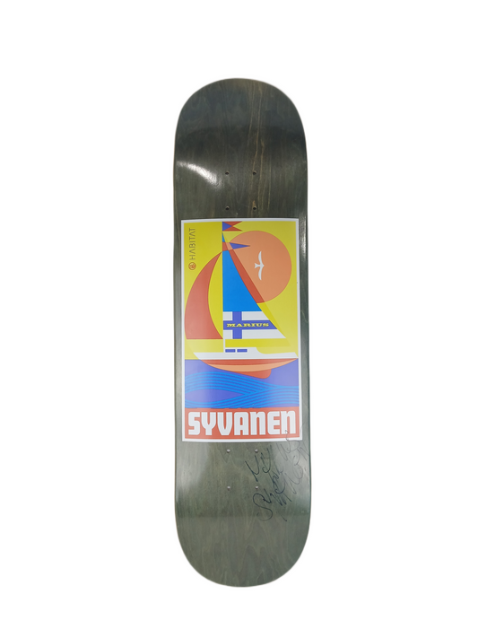 Habitat Marius Syvanen Autographed Sailboat Graphic Natural Grey Multi Size 8.01" Vintage NOS Deck