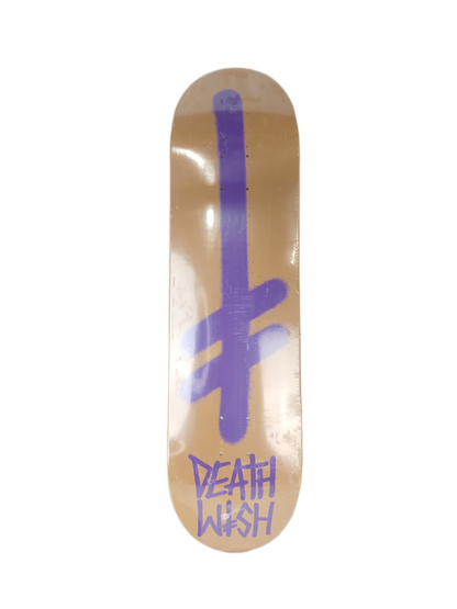 Deathwish Brown Purple Spray Cross Size 8.400" Vintage NOS Deck