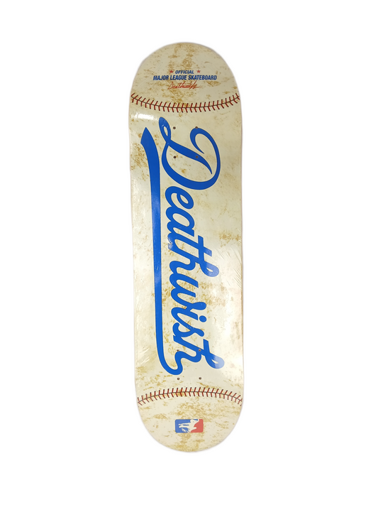 Deathwish Dragon Major League Skateboard Baseball White Red Blue Size 8.500" Vintage NOS Deck 2012