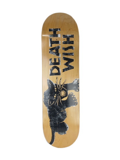 Deathwish Cat Natural Black White Size 8.375" Vintage NOS Deck