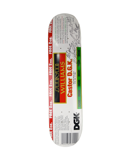 DGK Stevie Williams Autographed Castor Oil White Multi Size 7.375" Vintage NOS Deck