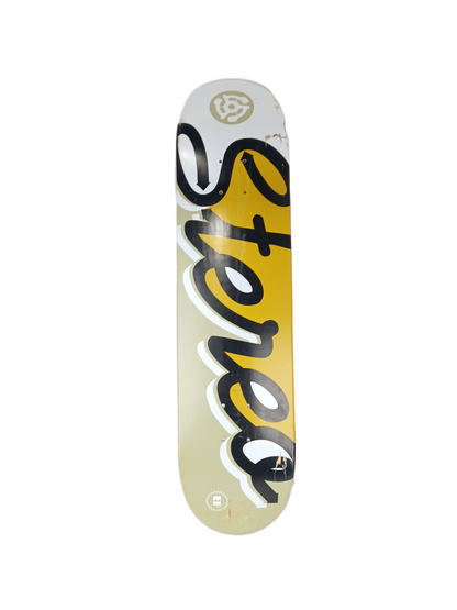 Stereo EP Cursive Logo Olive Black White Yellow Size 8.0" Vintage NOS Deck Scuffed Graphic