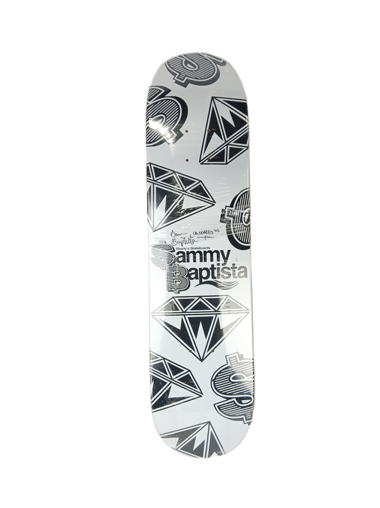 Shorty's Sammy Baptista Autographed Original Diamonds Graphic Black White Size 7.75" Vintage NOS Deck