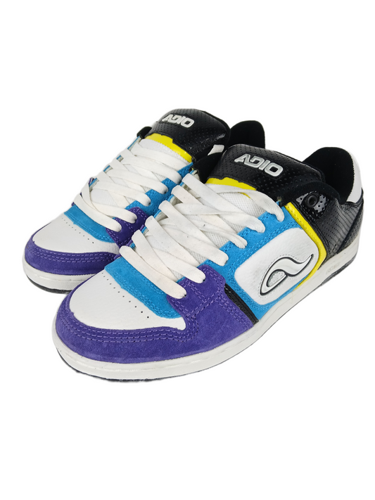 Adio The Oath Black Perforated Leather White Purple Yellow Turquoise Size 9.5 Vintage Shoes