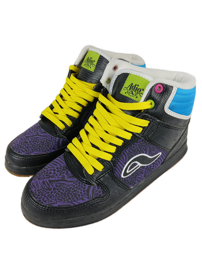 Adio Ruckus 9.5 Black Leather Purple Silver US Mens Size 9.5 Vintage Sample Shoes