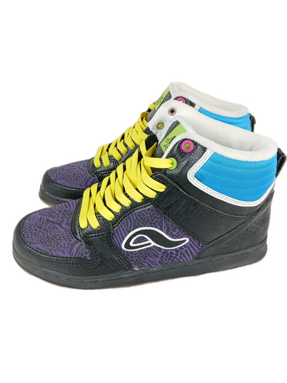 Adio Ruckus 9.5 Black Leather Purple Silver US Mens Size 9.5 Vintage Sample Shoes