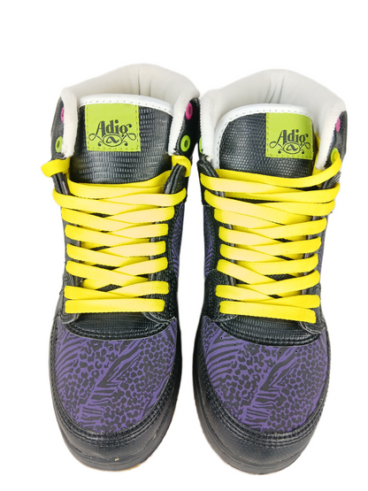 Adio Ruckus 9.5 Black Leather Purple Silver US Mens Size 9.5 Vintage Sample Shoes