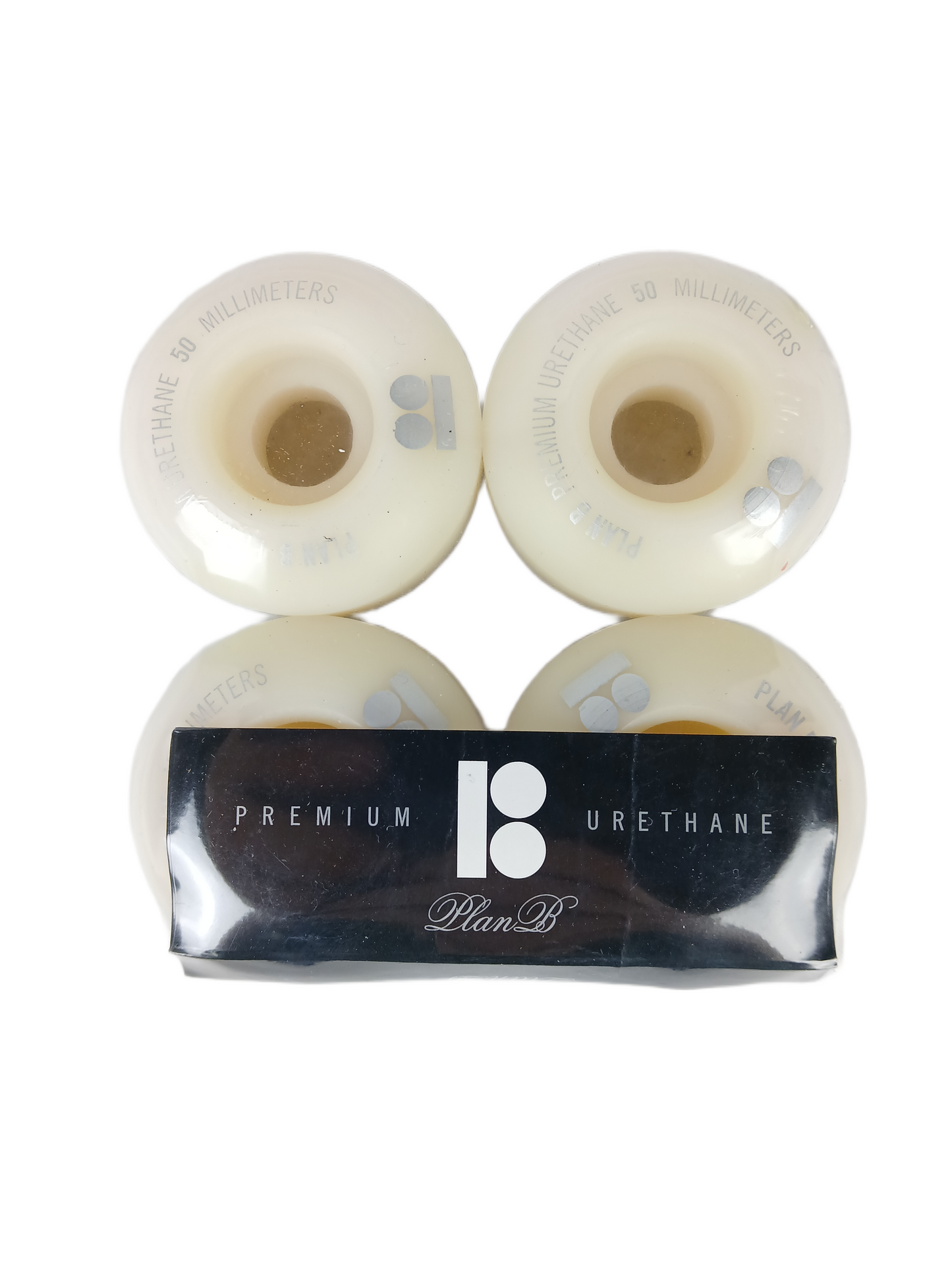 Plan-B Premium Urethane White Silver Black Size 50MM Vintage NOS Wheels