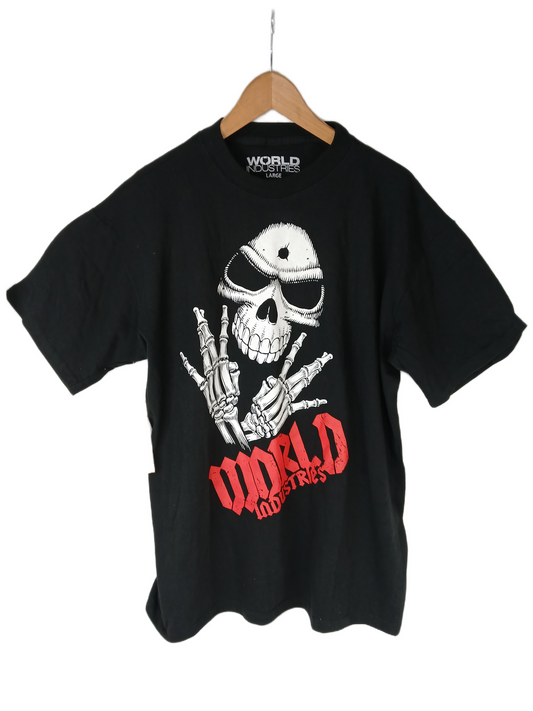 World Industries Greaper II Black Red White Mens Size Large S/s Vintage Shirt