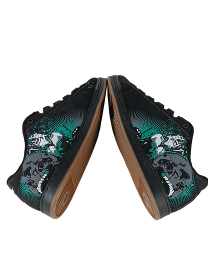 Adio Eugene SL Black Green Gum Wolf Skull Print US Mens Size 9.5 Vintage Sample Shoes