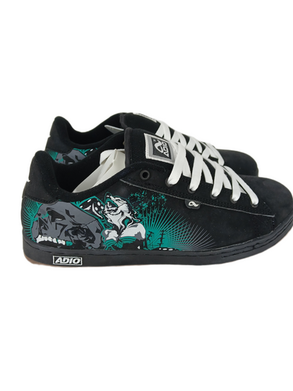 Adio Eugene SL Black Green Gum Wolf Skull Print US Mens Size 9.5 Vintage Sample Shoes