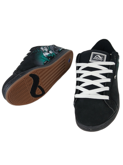 Adio Eugene SL Black Green Gum Wolf Skull Print US Mens Size 9.5 Vintage Sample Shoes