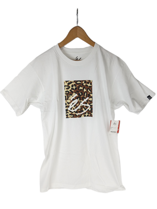 eS Mainblock Fill 3 701 White Mustard Camo Mens Size L S/s Vintage Shirt