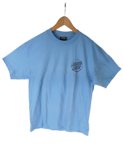 Santa Cruz Classic Dot Crosshair Lt Blue Chest Print &amp; Large Back Print Black Mens Size L S/s Vintage Shirt