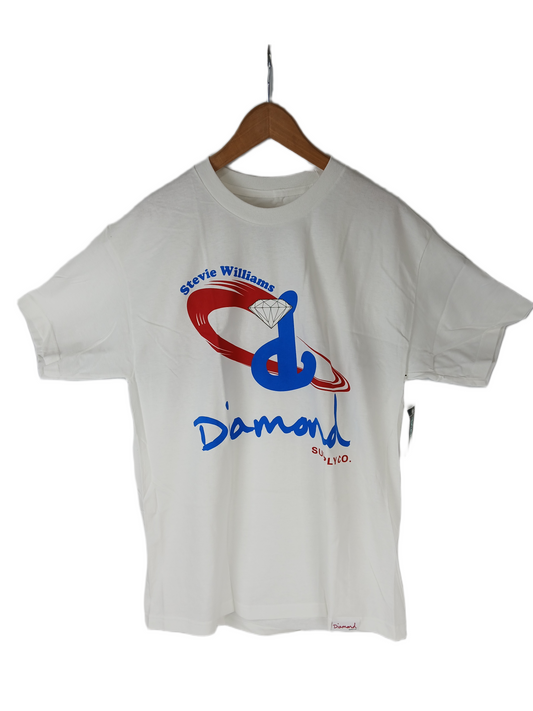 Diamond Stevie Williams Signature Hardware White Red Blue Mens Size L S/s Vintage Shirt