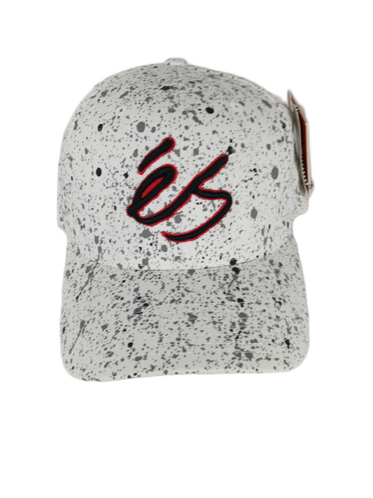 ES Logo Paint Splatter Flex Fit White Black Grey Size L/XL Hat