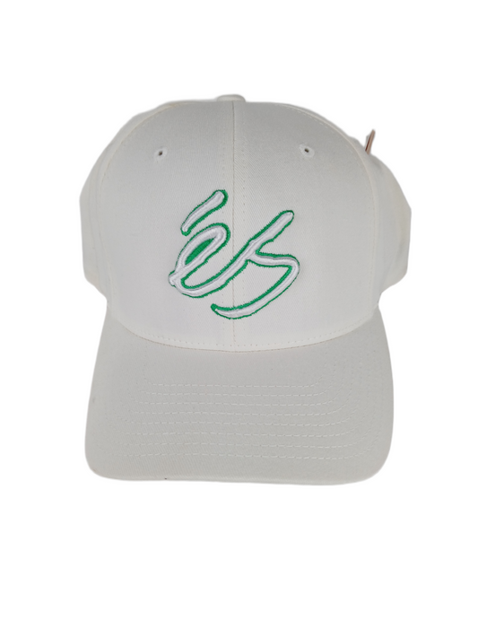 ES Logo Flex Fit White Green Size L/XL Hat