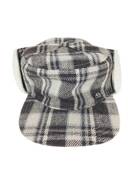 Enjoi Wool Plaid Brown Tan Silver Black Enjoi Panda Emblem Size S - M Vintage Hat