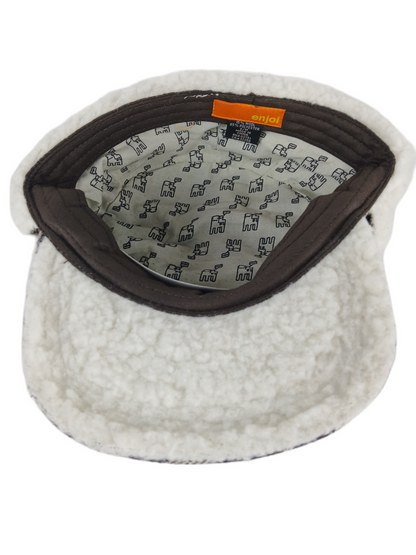 Enjoi Wool Plaid Brown Tan Silver Black Enjoi Panda Emblem Size S - M Vintage Hat