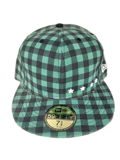 Fourstar X New Era 59Fifty Four Stars Silver Plaid Green Black Size 7 3/8 58.7cm Vintage Fitted Hat